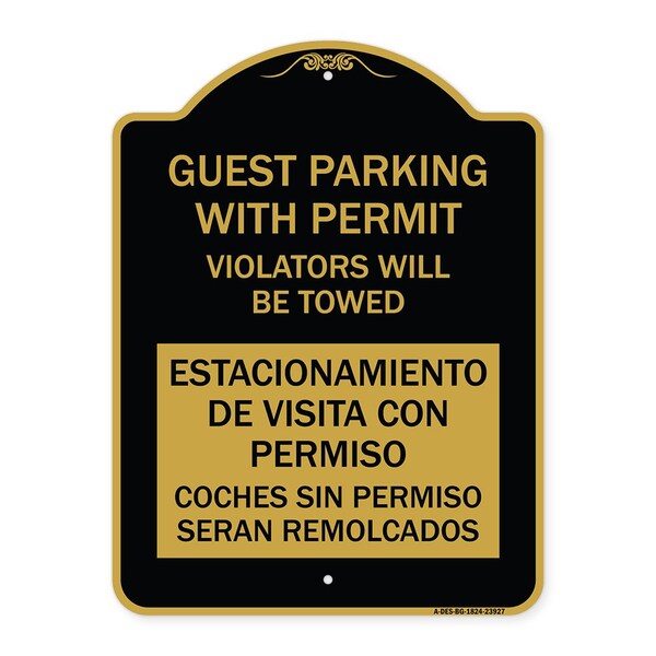 Signmission Guest Parking with Permit Violators Will Be Towed Estacionamento De Visita Con Permis, BG-1824-23927 A-DES-BG-1824-23927 - main